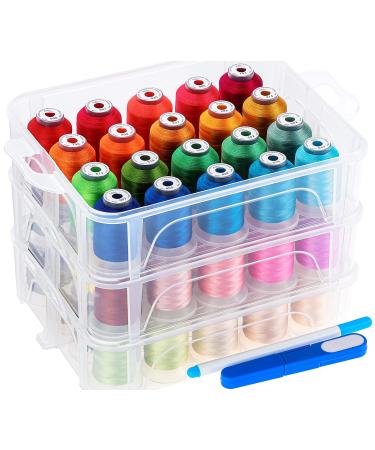 New brothread 60 Brother Colors 500m Each Embroidery Machine Thread with Clear Plastic Storage Box for Embroidery Sewing Machine 60 Colors