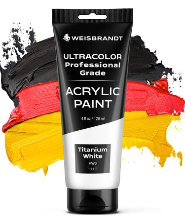 WEISBRANDT Artist Quality Acrylic Paint in Assorted Colors for Artists & Hobby Painters  Rich Pigment  Non Fading and Non Toxic  Titanium White  4 oz 4 Ounce (Pack of 1) Titanium White