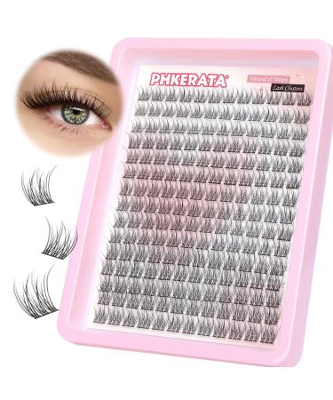 PHKERATA Wispy Cluster Lashes Natural Individual Eyelashes 180Pcs 9-12MM Lashes Individual Cluster Short Wispy C Curl Eyelash Clusters 9-12MM Super Thin Band Eyelashes Wispy Lash