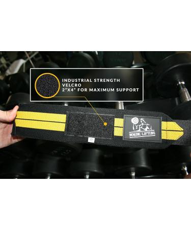 Nordic Lifting Wrist Bandages (4 pcs) - Durable Weightlifting Support for Men & Women | CrossFit & Powerlifting - Gray & Yellow - 1 Year Guarantee - Buy Online on SooperMarket.com