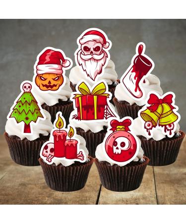 PRECUT Spooky Christmas Cupcake Toppers Edible Spooky Christmas Cake Decorations Spooky Christmas Decorations Spooky Christmas Cake Topper (12) - Buy Online on SooperMarket.com