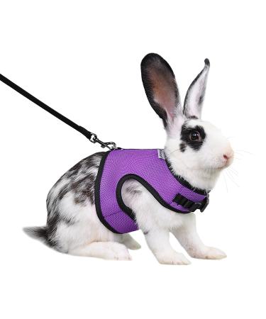 Niteangel Adjustable Soft Harness with Elastic Leash for Rabbit (L Purple) L Purple