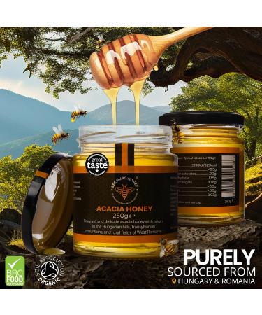 Bee HURO Honey Raw Acacia Honey - 100% Pure Honey Raw Unpasteurized with No Added Sugar or Preservatives - 250g - Buy Online on SooperMarket.com