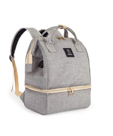 Breast Pump Backpack - Cooler and Moistureproof Bag Double Layer for Mother Outdoor Working Backpack with USB Charging Port, Large (Grey)