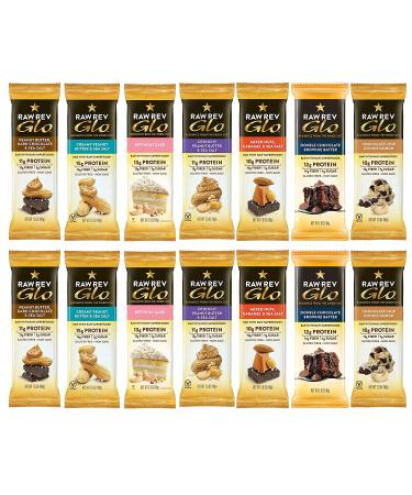 Peaceful Squirrel Raw Rev Glo Bars Variety Pack - High Protein & Fiber, Vegan, Gluten-Free - 14 Bars, 1.6 oz Each - Buy Online on SooperMarket.com