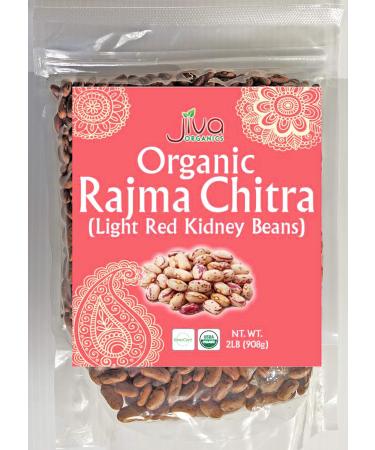 Jiva Organic Light Red Kidney Beans Speckled Whole (Rajma Chitra) 2 Pound Bag