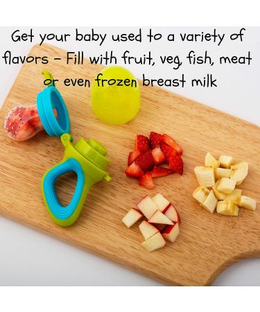 Teething Mittens with Baby Food Feeder Pacifier | Soothe Tender Gums | Fruit Teether Set for Safe Solid Food Introduction | Ideal for Teething & Baby's First Feeding - Buy Online on SooperMarket.com