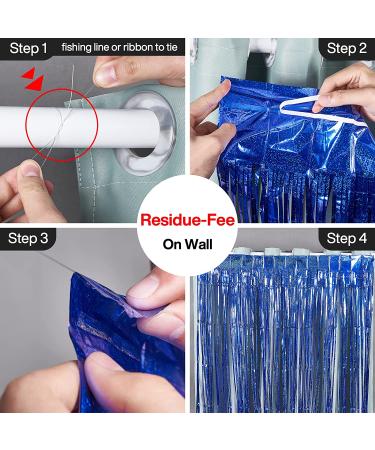 PartyWoo 2 pcs Royal Blue Foil Fringe Curtains for Birthday Wedding Party Decorations - Buy Online on SooperMarket.com