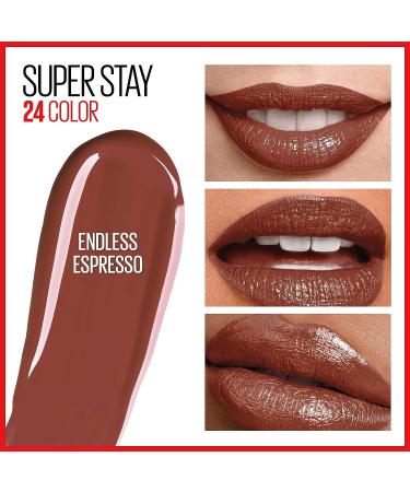 Maybelline Super Stay 24-Hour Liquid Lipstick in Endless Espresso - Long-Lasting, Highly Pigmented Formula with Moisturizing Balm - Brown Shade - 1 Count - Buy Online on SooperMarket.com