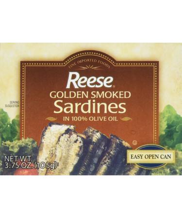 Reese Port Golden Smoked Sardines, 3.7500-ounces (Pack of10) Golden Smoked 3.75 Ounce (Pack of 10)