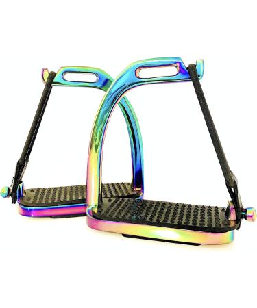 Peacock Rainbow Gloss Fillis Safety Stirrups S/Steel with Black Treads - 4.75 Inches - Buy Online on SooperMarket.com