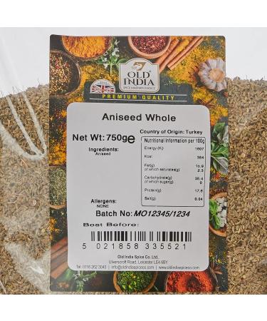 Old India Aniseed Whole 750g - Premium Quality Spice for Cooking & Baking - Buy Online on SooperMarket.com