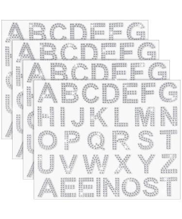 136 Pieces Rhinestone Letters Iron Stick on Sticker Large Glitter Bling Alphabet Letter Sticker Gemstone Border Sticker 34 Letters Self Adhesive Sticker for Art Craft Clothing Decor (Silver)