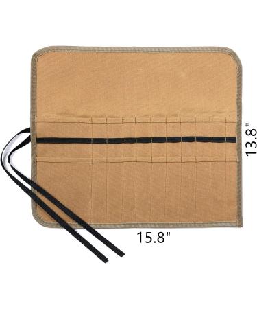 Denifiter Waxed Canvas Roll-up Pencil Bag  Heavy Duty Artist Paint Brushes Organize Pouch (Khaki) - Buy Online on SooperMarket.com