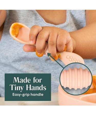 Simka Rose Silicone Baby Spoons - Self Feeding 6 Months First Stage Infant Spoons for Babies & Toddlers - Set of 6 BPA Free Dishwasher Microwave Safe Food Utensils - Neutral - Buy Online on SooperMarket.com