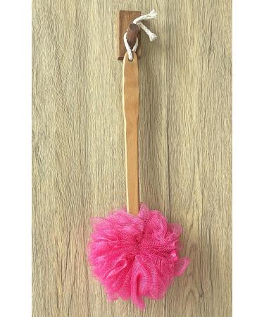 Exfoliating Shower Loofah & Back Scrubber - Long Wooden Handle Bath Brush for Men & Women - Easy Reach Body Wash Applicator (Red - Buy Online on SooperMarket.com