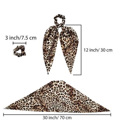Satin and Chiffon Detachable Hair Scarf Scrunchies 10 Pcs - Ribbon Bowknot Ponytail Accessories for Women and Girls - Floral and Leopard Print - Buy Online on SooperMarket.com