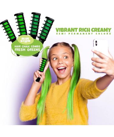 Blue Squid Haircover for Girls - 4 Pack Green Temporary Hair Color Combs | Washable & Perfect Gift Ideas for Teenage Girls - Buy Online on SooperMarket.com