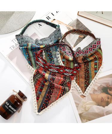 Shop Awaytr Elastic Hair Bands - Flower Pattern Chiffon Headbands with Clips | Pack of 3 | Stylish & Versatile Hair Scarves - Buy Online on SooperMarket.com