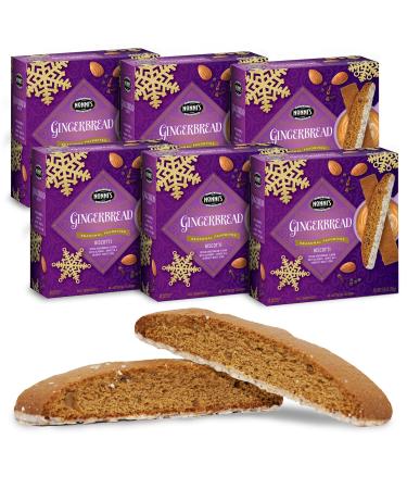 Nonni's Gingerbread Biscotti Holiday Cookies - 6 Boxes Gingerbread Cookies - Gingerbread Christmas Cookies w/ Almonds & White Icing - Biscotti Individually Wrapped Cookies - Italian Cookies - 6.88 oz