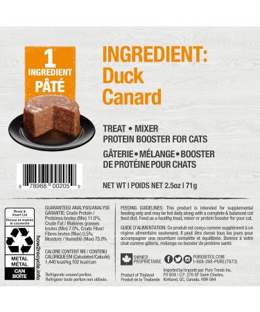 PureBites 100% Pure Duck Pate Cat Treat|Single 2.5oz can|only 1 Ingredient Duck 71 g (Pack of 16) - Buy Online on SooperMarket.com