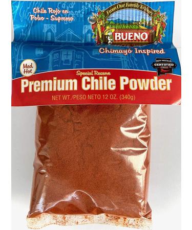Bueno Medium Hot Red Chile Powder - Special Reserve Chimayo Chile - 12oz Bag - Buy Online on SooperMarket.com