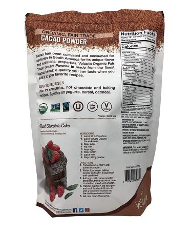 Volupta Organic Fair Trade Unsweetened Cacao Powder - 32 OZ | Superfood Quality - Buy Online on SooperMarket.com