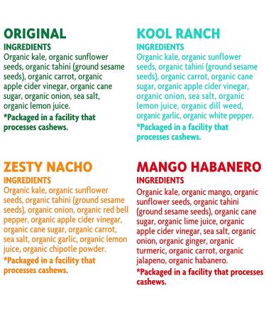 Rhythm Superfoods Kale Chips Variety Pack - Original, Zesty Nacho, Kool Ranch, Mango Habanero - 2.0 Oz (Pack of 4) - Organic, Non-GMO, Vegan, Gluten-Free Superfood Snacks - Buy Online on SooperMarket.com