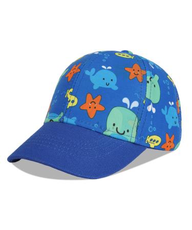 LANGZHEN 100% Cotton Outdoor Children's Kids Plain Baseball Cap Hat Adjustable Sun Hat for Girls Boys S Blue whale