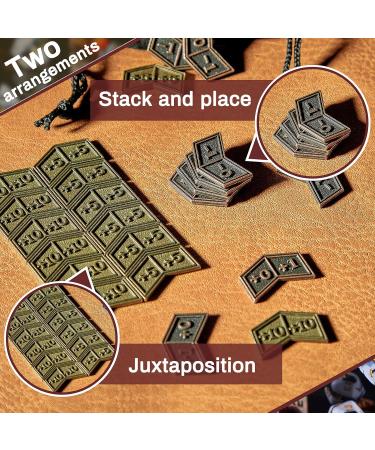 60 Pieces Magic Gathering Counters Tokens Antique Gold Metal Tokens Counters Double Sided Compatible with CCG and MTG with Velvet Drawstring Pouch - Buy Online on SooperMarket.com