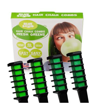 Blue Squid Haircover for Girls-Green 4 ST Green Hair Combs 4 two-colored green temporary children hair color washable green hair color gift ideas for teenage girl gift ideas 1 piece (4 Pack)