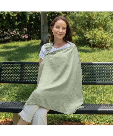 Muslin Nursing Cover for Baby Breastfeeding Soft & Breathable Cotton Breastfeeding Cover for Mom with Rigid Hoop for Mother Nursing Apron by Comfy Cubs (Sage) - Buy Online on SooperMarket.com