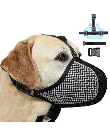 Muzzle for large dogs breathable dogs muzzle pet mask dog muzzle with reflective & adjustable strap dog mucky basket to prevent eating biting chewing XXL network + fabric