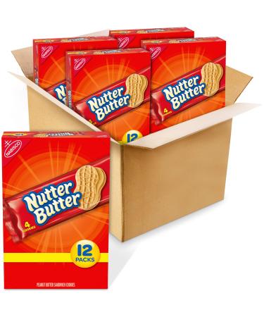 Nutter Butter Peanut Butter Sandwich Cookies, 4 Boxes of 12 Packs (4 Cookies Per Pack)
