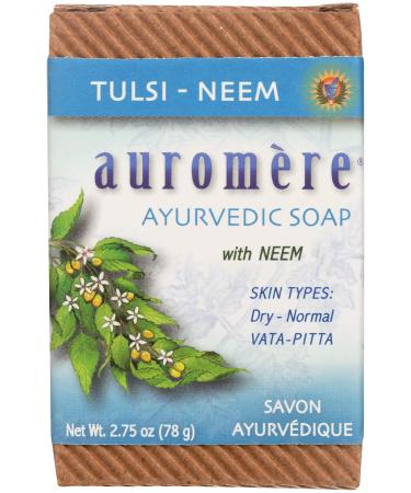 Ayurvedic Bar Soap Tulsi-Neem by Auromere - All Natural Handmade and Eco-friendly Bar Soap for Sensitive Skin - 2.75 oz
