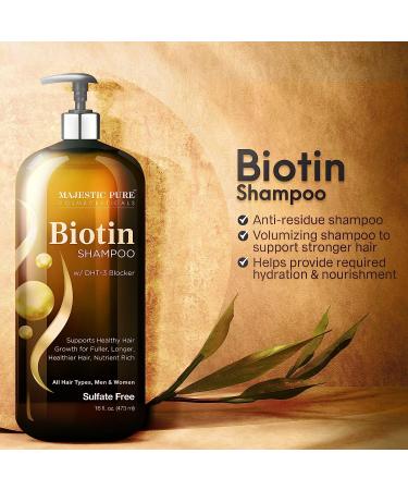 Majestic Pure Biotin Shampoo for Hair Growth - DHT-3 Blocker - Sulfate Free - 16 fl oz - Buy Online on SooperMarket.com