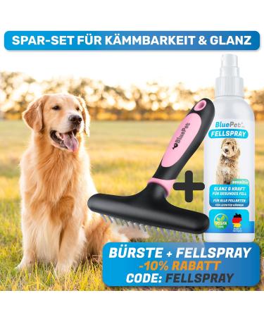 Bluepet Gloss Dance Fur Tubular De-Tunnel for Long-Haired Dogs & Cats - High-Quality Dual Row Pin Brush - Tangle-Free & Smooth Grooming (Pink) - Buy Online on SooperMarket.com