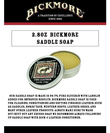 Bickmore Saddle Soap Plus 2.8oz - Leather Cleaner & Conditioner with Lanolin - Restores, Moisturizes, and Protects - Buy Online on SooperMarket.com
