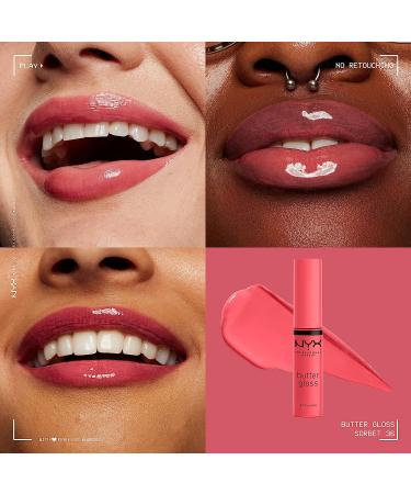 NYX Butter Gloss Sorbet - Vibrant Coral Lip Gloss 0.27 Fl Oz - Buy Online on SooperMarket.com
