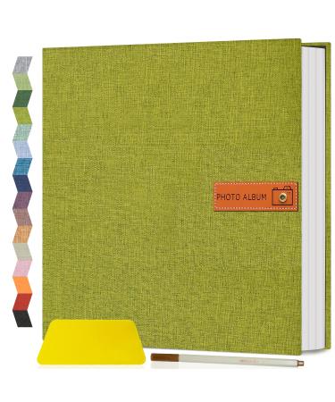 Popotop Large Photo Album Self Adhesive 4x6 5x7 8x10 Scrapbook Album DIY 40 Pages Picture Book,Gifts for Mom,Family Baby and Wedding,with Metal Pen and Plastic Board 13"x12.6"40pages Matcha green
