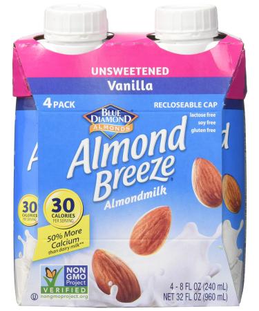 BLUE DIAMOND: Almond Breeze Unsweetened Vanilla Pack of 4, 32 oz