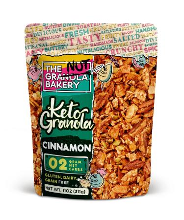 The Granola Bakery Cinnamon Keto Granola Cereal | 2g Net Carb | Low Carb Snack, 11 Ounces Cinnamon 11 Ounce (Pack of 1)
