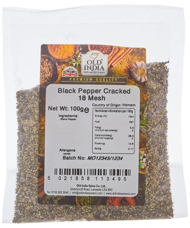 Old India Black Pepper Cracked 18 Mesh 100g 100 g (Pack of 1)