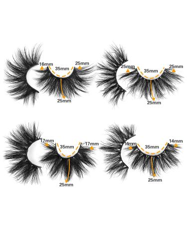 Wiwoseo 25MM Real Mink Eyelashes - 4 Styles Fluffy Thick Dramatic False Lashes - Buy Online on SooperMarket.com