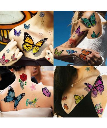 EGMBGM 6 Large Colorful Butterfly Temporary Tattoos - Realistic 3D Decals for Women, Girls, and Adults - Buy Online on SooperMarket.com