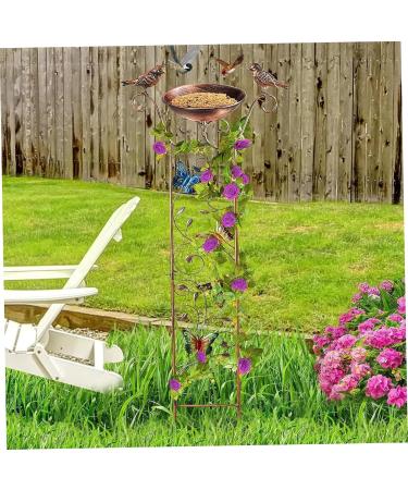 2-in-1 Metal Bird Water & Feed Station with Decorative Butterfly - Wet Mosy Bird Potions & Garden Tin Grilles - Retro Removable Bird Water Dispenser - Buy Online on SooperMarket.com