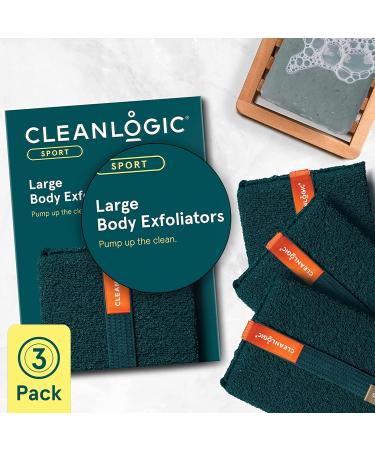 Cleanlogic Sport Exfoliating Body Scrubber - 3 Pack Assorted Colors | Large Exfoliator Tool for Athletes | Daily Skincare Routine for Smooth Clean Skin - Buy Online on SooperMarket.com