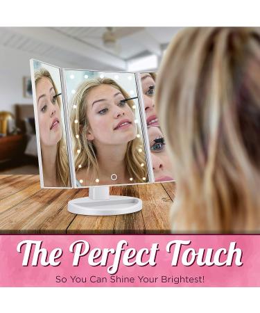 LED Lighted Vanity Mirror with 21 Lights, Trifold Design and Touch Screen Dimming - 11x7.1x1 inches, 2X/3X Magnification for Perfect Makeup - Buy Online on SooperMarket.com