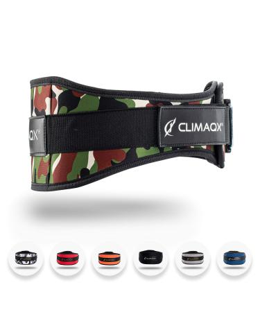 Climaqx professional weight lifting belt for extra strong hold & protection - innovative fitness belt for your workout in fitness gym bodybuilding strength sport weightlifting camouflage m