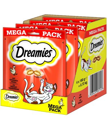 Dreamies classic cat snacks with chicken - cat lick with crispy texture and creamy filling - 4 x 180g chicken 720 g (1 Pack)
